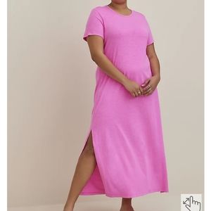 Torrid Pink Glo Cotton Blend Swim Cover Maxi Dress Size 3X 22/24 NWT